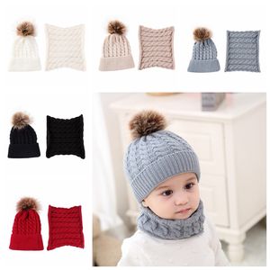 Conjunto de 2 piezas de gorros para bebé, gorro de felpa de Color sólido para bebé y niño, conjunto de gorro y bufanda para niñas, gorros cálidos de invierno para niños, gorro para recién nacidos