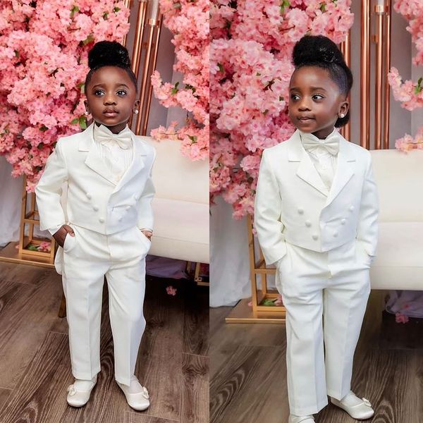 2 pièces Ivory White Wear Boy Formal cosit Dîner Tuxedos Petit garçons Kids for Wedding Party Evening Costume Anniversaire