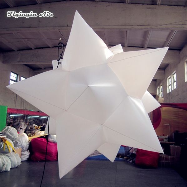 Globo de estrella inflable con iluminación personalizada, modelo de planeta RGB colgante blanco personalizado con luz Led para decoración de fiestas