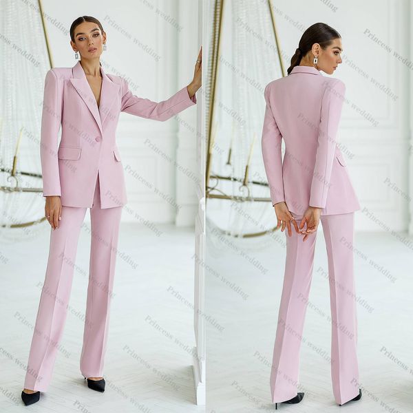 2 pièces de luxe rose femmes costumes Blazer et pantalon pour le travail tailleur-pantalon pour les affaires de fête de mariage sur mesure