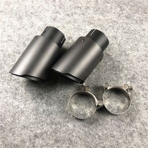 2 Pieces: Matte Black Carbon Fiber Universal Akrapovic Exhaust Muffler Tips Auto Cover Styling