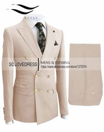 Costumes de busin pour hommes 2 pièces à double boutonnage coupe régulière revers à carreaux en laine smokings de bal pour mariage blazer + pantalon b6qg #