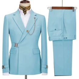 Costumes d'affaires 2 pièces pour hommes, coupe régulière, smoking de bal à revers cranté pour mariage (blazer + pantalon)