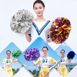 2 stuks Metallic PET Cheerleader Pom Ppom Meisje Juichen Dans Decorateur Cheerleading Pompon Pompoms Baton Hhandle kleurvast 240118