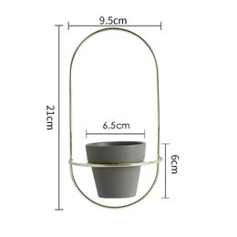 2 pièces jardinières en poterie Pots suspendus modernes avec supports en métal petit Vase à fleurs décoration murale de la maison Y200709249U