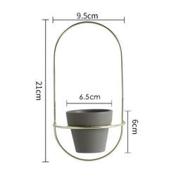 2 pièces jardinières en poterie Pots suspendus modernes avec supports en métal petit Vase à fleurs décoration murale de la maison Y200709268S