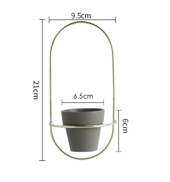 2 pièces Plans de poterie Pots suspendus modernes avec supports en métal Décoration murale de la maison en vase de fleurs Y2007098490619