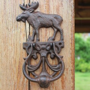 2 stuks rustieke gietijzer eland eland decoratieve deurkloppers met handvat traditionele vintage stijl deurhandle deurlatch land gate home decor