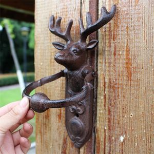 2 stukken gietijzeren rendieren deur kloppers home decor herten stag hoofd deurhandle deurlatch land landelijke metalen ambachten poort decoratie gemonteerd vintage antieke dier