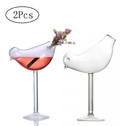 2 piezas/set de pájaro champán vidrio molécula creativa cóctel bocasera barra de vidrio barbe de vidrio vaso jugo de vino copa de 150 ml 240510
