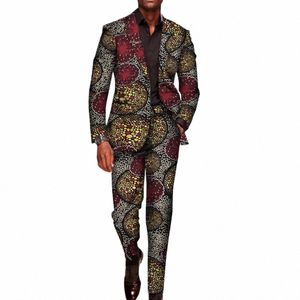 2 Stuks Set Voor Mannen Traditionele Afrika Kleding Broek Past Mannen Party Lg Mouw Blazer Pakken Plus Size Afrikaanse outfits WYN602 E18s #