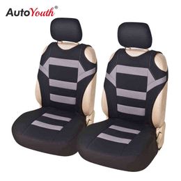 2 stuks set t shirt ontwerp voorste autostoeling cover universeel fit car care baaien stoelbeschermer voor autostoelen polyester stof H220428