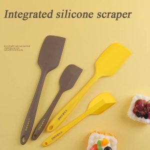 2 pièces en silicone spatule ensemble outils de gadget Ustensiles d'outils de mélange tout pour la cuisine et le gâteau de cuisson à la maison crème crème jaune / brun