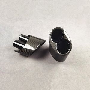 2 stuks Universal Muffler Dubbele Tube uitlaatpijp Volledig glanzend zwart voor Audi RS -stijl Auto achterstaartjes achterstaartjes