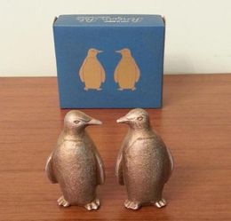2 piezas Estatuas de pingüino de hierro fundido vintage par de pingüinos artesanías de artes de metal regalo decoración de la mesa de la mesa del hogar estatuto de escultura animal b2438398