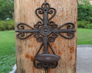 2 piezas vintage fe hierro fundido pared cruz candelabro apliques candelabro decoración del hogar jardín fiesta suministros retro ornamento 3631287