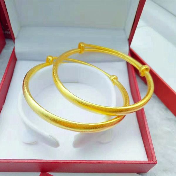 Bracelet traditionnel réglable pour femmes, 2 pièces, en or jaune 18 carats, solide, à la mode, pour fête de mariage, vente en gros