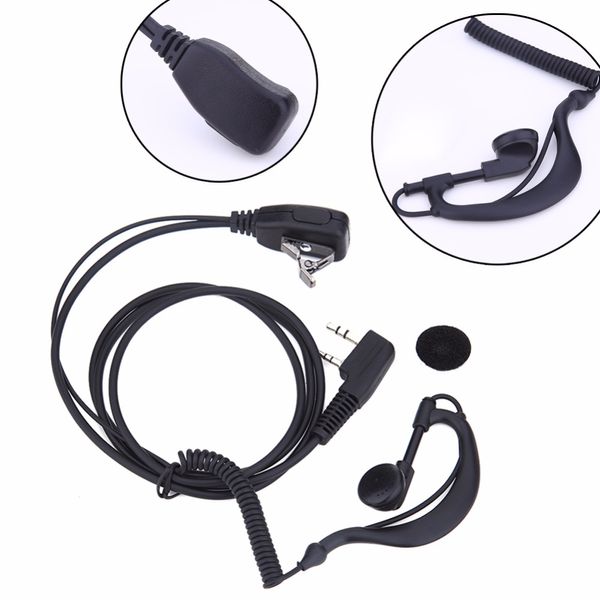 2 PIN Ohrhörer Headset PTT MIC 1 m Ohrbügel Walkie Talkie Ohrhörer Interphone Kopfhörer Ohrhörer für BAOFENG UV5R/KENWOOD/HYT Kenwood TK