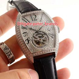 2 broches volant luxe Dernière montée pour hommes All Diamond Barrel en acier inoxydable Silver Diamond Watch Original Buckle 1893