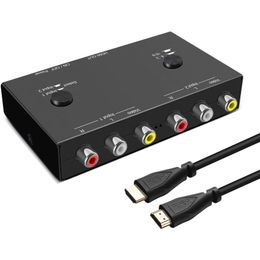 Convertisseur AV vers HDMI 2 ports, double RCA vers HDMI, adaptateur de commutation CVBS pour magnétoscope, lecteur DVD, TV et projecteur PS3