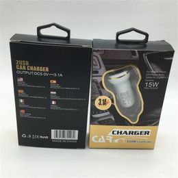 2 poorten Universal 3.1A Fast Charging Dual Car Charger USB Power Adapter LED Auto Mobiele Telefoon met Detailhandel