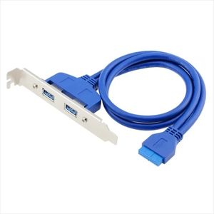 2 ports USB 3.0 Panneau arrière féminin à la carte mère Adaptateur de câble de connecteur d'en-tête de carte mère avec support de plaque à machine à sous PCI 50 cm