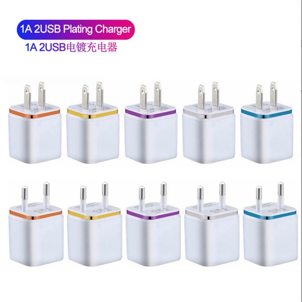 Chargeur rapide USB à 2 Ports, blanc, prise Standard ue US, pour téléphone portable, iPhone, Samsung, iOS, Android, chargeur mural universel