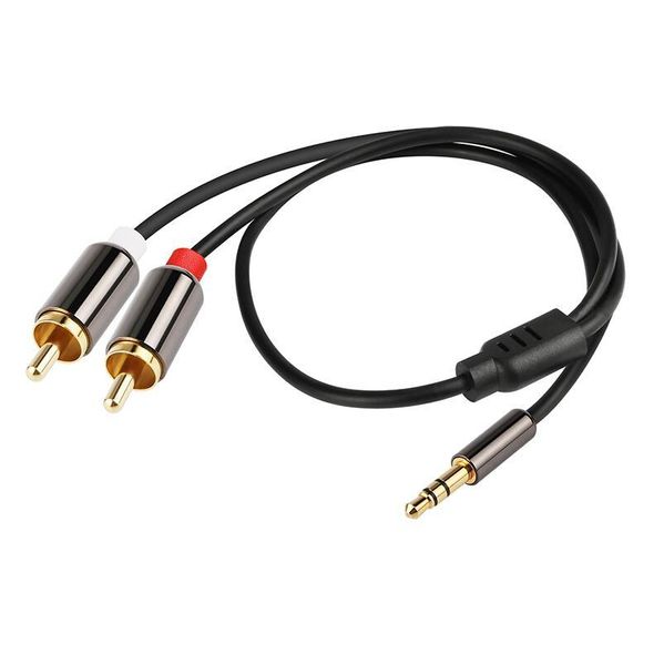 2 RCA a 3.5 Cable de audio RCA Jack de 3.5 mm Macho a macho RCA AUX para amplificador Teléfono Auriculares Altavoz