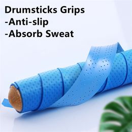 2 rouleaux de tambour stick poignées anti-glip absorbent la poignée de sueur