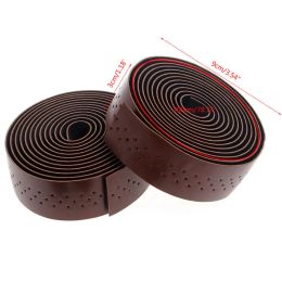 2 rouleaux de nouveau vélo de vélo rétro Sports Couber Cork Couber PU Le cuir perforé + trous de bouchon de bar