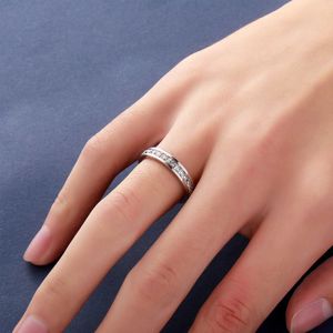 2 rangées de zircons cubiques titane bague en acier inoxydable pour hommes et femmes Hip Hop glacé de qualité supérieure plaqué or 14 carats Couple bagues mariage bijoux de mariée cadeaux