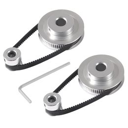 2 Set GT2 Synchronous Engrente Poulle Wheel 2060 dents de dents 8 mm Poulie de synchronisation en aluminium avec 2 pc longueur de 200 mm de largeur de 6 mm