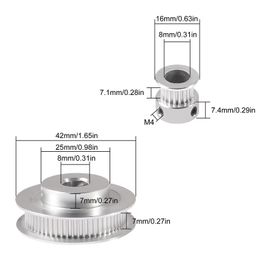 2 Set GT2 Roue synchrone 2060 dents de dents 8 mm Poulie de synchronisation en aluminium avec 2 pc longueur de 200 mm de largeur de 6 mm avec clé