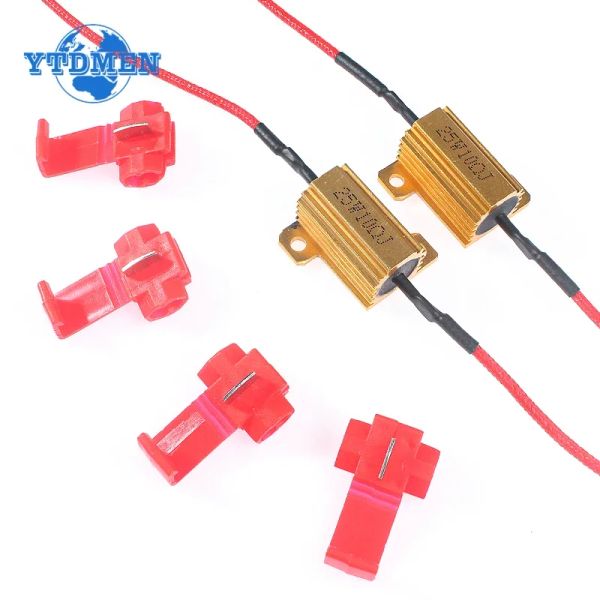 2 Set de resistencia de carga 25W 50W Resistencia de alimentación de aluminio 5ohm 6ohm 8ohm 10ohm 24ohm 50ohm 100ohm para la lámpara de giro del automóvil Flash