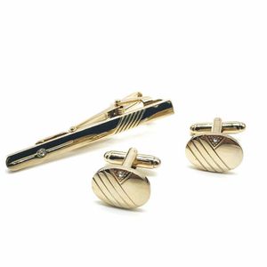 2 Set van herenmode luxe klassieke prachtige roestvrijstalen stropdas clip manchetknopen set twill en diamanten tie clip manchetknopen s178u