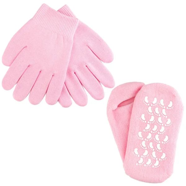 2 Establecer calcetines de gel de spa reutilizables Guantes hidratantes Whitening Exfoliating Velvet Smooth Beauty Hand -Foot Care Silicone Calcetines