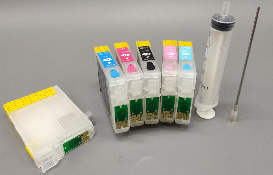 2 sets / partij 6-color-set lege T0771-T0776 Refill inktcartridge voor Epson R260 R280, T0781-T0786 voor Epson Artisan 50 RX580-printer met boog