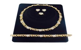 2 sets Lot Joyería africana Set para collares de mujeres Pendientes de 14k Juntos de joyas de oro para mujeres Pendientes de joyería de boda para mujeres 4756186