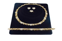 2 juegos / lote Conjunto de joyería africana para mujer Collares Pendientes Conjuntos de joyas de oro de 14 quilates para mujer Pendientes de joyería de boda para mujer set9687948