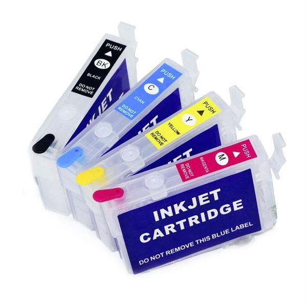 Lot de 2 cartouches d'encre rechargeables vides 4 couleurs T212 T212XL pour Epson WF2850 2830 ; Imprimante XP-4100 4105 sans puce340z