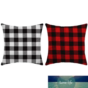 2 juegos de fundas de almohada de tela escocesa roja y negra de Navidad, fundas de almohada cuadradas, fundas de almohada de poliéster, funda de almohada geométrica