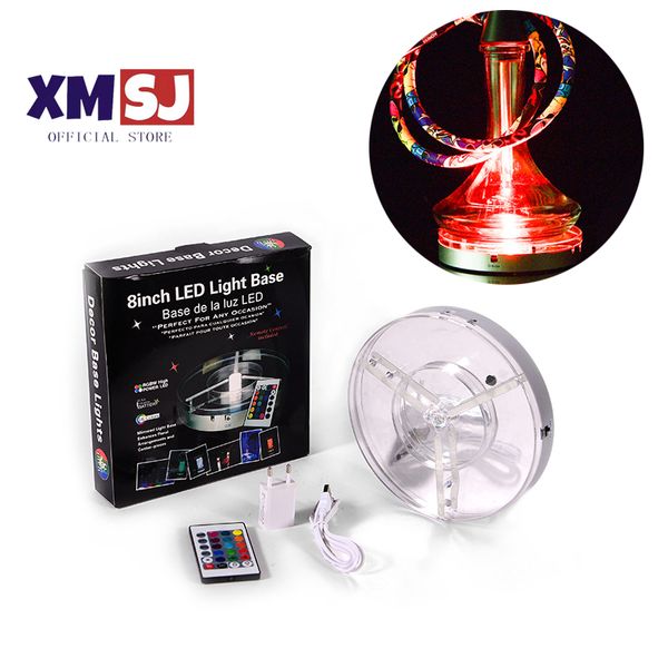 Jarrón Shisha de 2 tamaños, Base de luz LED, luz Led con batería recargable por USB, luz Led con Control remoto, decoración multicolor