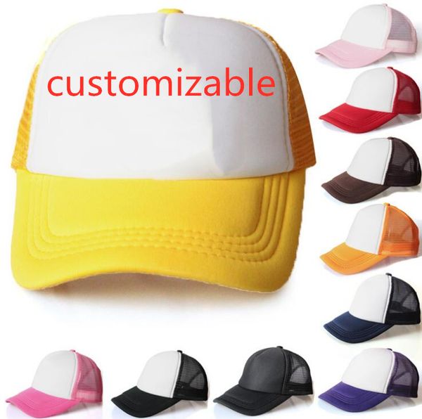 Gorra de camionero para niños de 20 colores, gorras de malla para adultos, gorra de béisbol ajustable, gorras Snapback, se aceptan por encargo