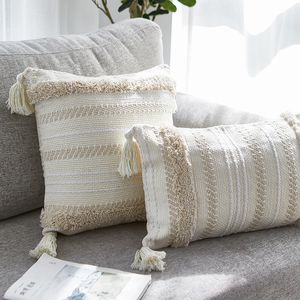 2 tamaños Boho Decor Silla Cushion Sofá Cuschón de almohada Cojín de almohadillas Home Minimalista Tasked Tassel Marruecos Gris Decoración del hogar 220816