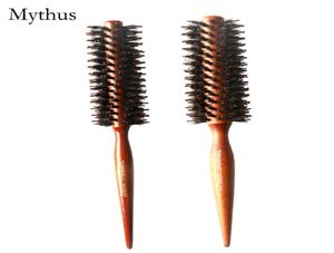 Brosse en bois en poils de sanglier naturels, 2 tailles, brosse à cheveux ronde roulante, poignée en pointe de queue, outils de soins capillaires TG33035360482