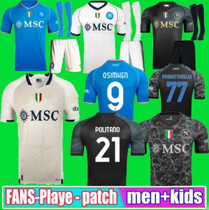 23 24 NAPOLI Soccer Jerseys Maglia Naples 2023 2024 ZIELINSKI ANGUISSA OLIVERA KVARATSKHELIA KHELIA KHELIA FOOTBALL CHEMISE OSIMHEN FABIAN LOZANO à domicile Maillots de foot