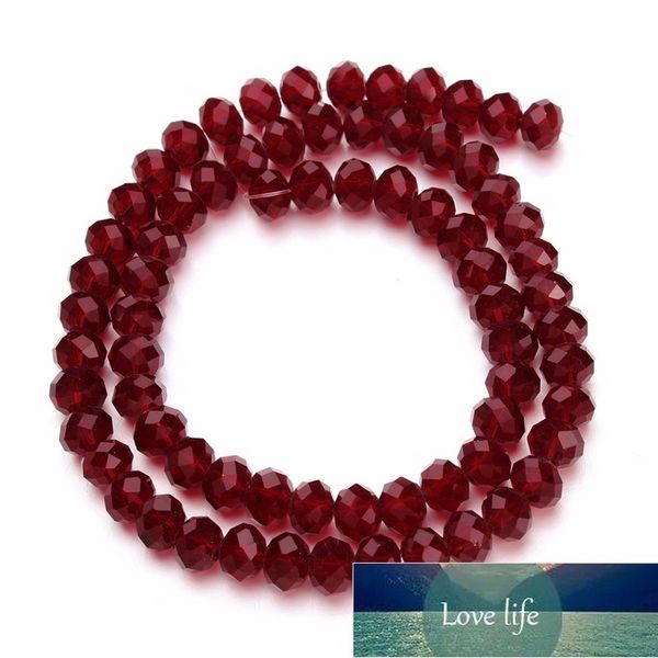 2 brins/lot 4mm 6mm 8mm cristal rouge foncé dos plat pierre naturelle perles entretoises en vrac pour bracelets à bricoler soi-même collier fabrication de bijoux