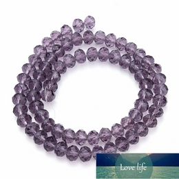 2 hilos/paquete 4/6/8mm cuentas de vidrio púrpura facetadas bicono cristal Rondelle cuentas para DIY collar pulsera fabricación de joyas hallazgos