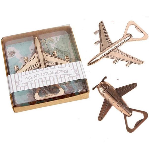 2 style Avion Décapsuleur Antique Avion Forme Cadeau De Mariage Party Favors Cuisine En Alliage D'aluminium Ouvre-Bière Parfait Voyage Aviation Cadeaux Boîte Pour Pilote