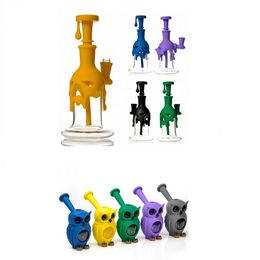 2 Style mignon Animal silicone narguilé fumer tuyau tabac verre tuyau barboteur Bongs Dab plate-forme herbe sèche accessoires pour fumer